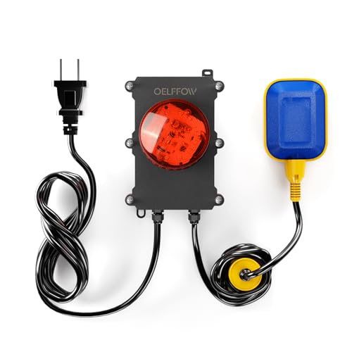OELFFOW Sump Pump Alarm, Tethered Float Switch Alarm, 110db Loud Alarm with Large LED Indicator, 10ft Level Float Switch (with Counterweight), Used in Sewage Pump, Water Tank, Septic Tank Pump, etc. - Image 1