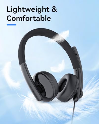 EMEET HS50 Wired Headset with Mic OnEar Computer Headphones with Noise Cancelling Microphone USBAUSBC Adjustable Design inline Control for Home Office Online Class Teams Zoom All Day Comfort - Image 3