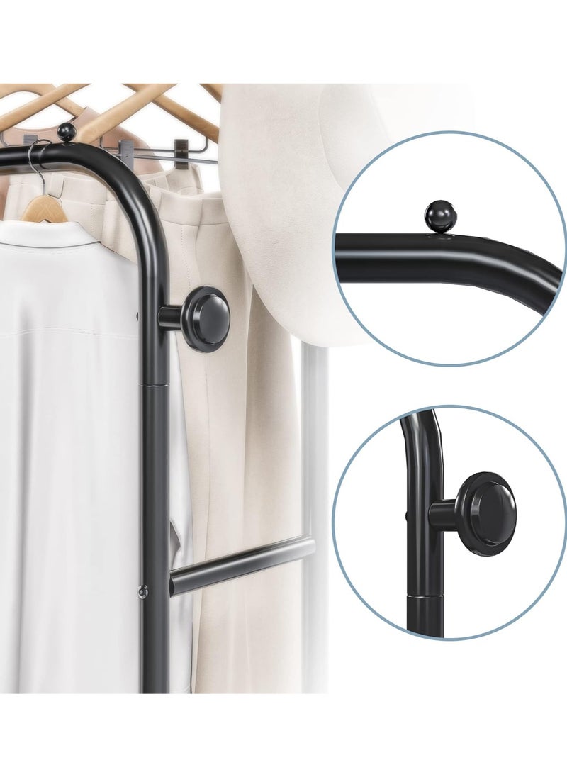 DubaiGallery Sturdy Garment Rack Heavy Duty Double Pole Clothes Rail with Shoe Rack Shelf Coat Display Stand Bedroom Office Entryway  - Image 4