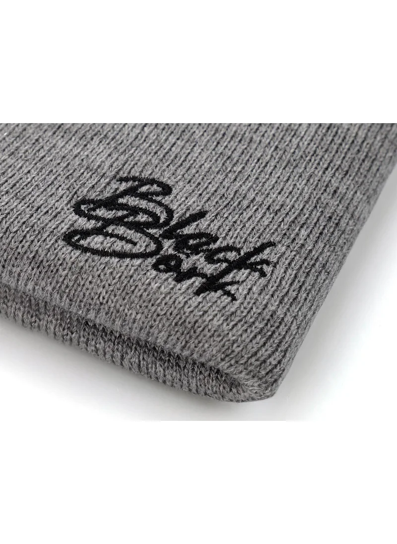 Black Börk V1 Acrylic Wake Up - Unisex Gray Beanie with 4 Code Logo