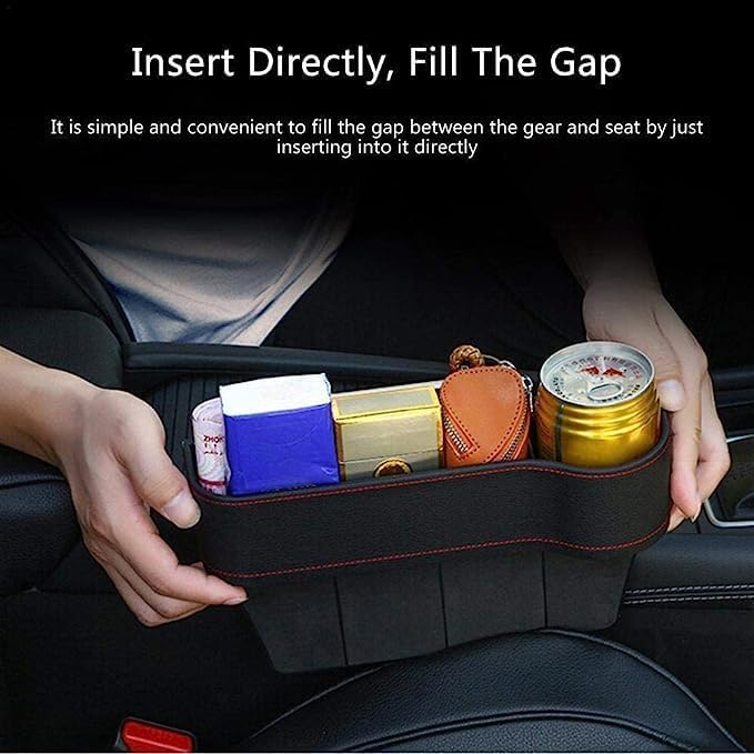 VINSU Car Side Organizer For Driver Seat Gap Filler Console Side Pocket With Bottle Cans Holder, Space Saving Rack Holding Cards, Phones, Keys, Coins (Black/Driver Side/ 27 X 8 X 17Cm) (Pack Of -1Pc) - Image 4