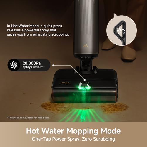Mova X4 Pro Wet Dry Vacuum Cleaner, 20000Pa Cordless Vacuum Mop with Zero Tangle, Hot Water Mopping for Sticky Messes,194℉ Hot Air Self Drying, 180° Lie Flat, Push-in Charging Station, LED Display - Image 2