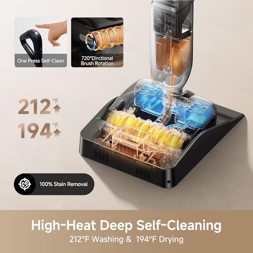 Mova X4 Pro Wet Dry Vacuum Cleaner, 20000Pa Cordless Vacuum Mop with Zero Tangle, Hot Water Mopping for Sticky Messes,194℉ Hot Air Self Drying, 180° Lie Flat, Push-in Charging Station, LED Display - Image 3