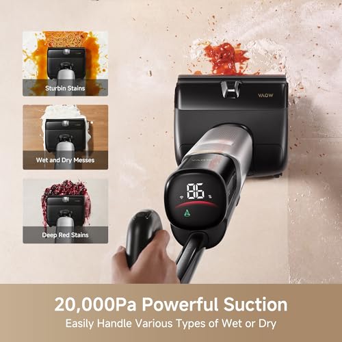 Mova X4 Pro Wet Dry Vacuum Cleaner, 20000Pa Cordless Vacuum Mop with Zero Tangle, Hot Water Mopping for Sticky Messes,194℉ Hot Air Self Drying, 180° Lie Flat, Push-in Charging Station, LED Display - Image 4
