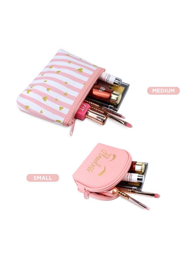 NFI essentials NFI essentials 3 Pcs. Cosmetic Pouch Makeup Pouch Semi-Circle Vanity Bag Travel Organizer Toiletry Pouch for Women Zippered Pouch Set, Large, Medium, Small (Pink)  - Image 2