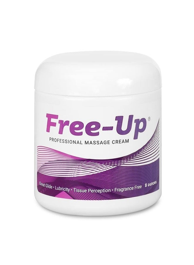 Free-Up Professional Massage Cream, Fragrance-Free, Great Glide, Lubricity, Tissue Perception, Perfect for Physical Therapy, Massage Versatile, Non-Greasy, 8 Oz Jar, Made in The USA - Image 1