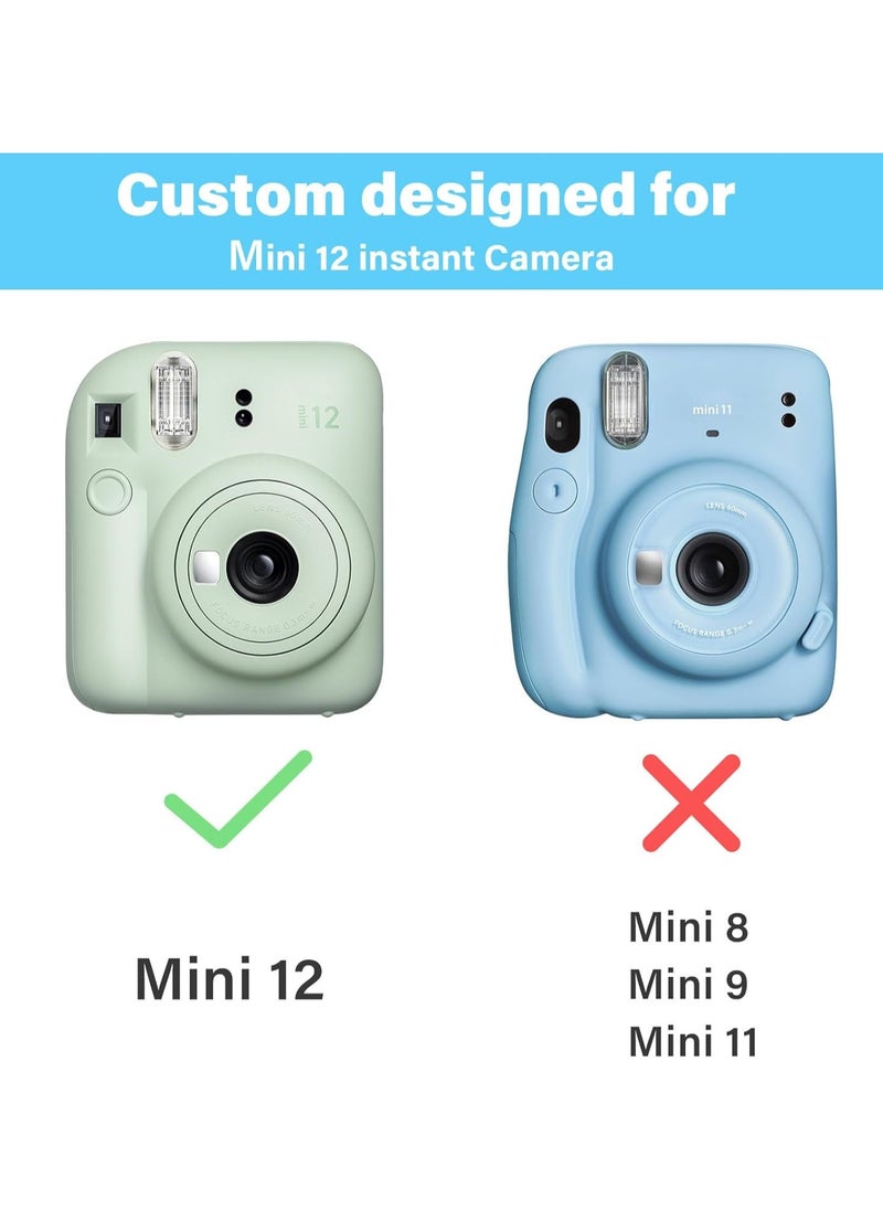 Generic - Clear Case Compatible with Fuji Instax Mini 12 - Hard Carrying Case Bag for Fujifilm Instax Mini 12 Instant Camera - PC Cover with Rainbow Shoulder Strap - Image 1