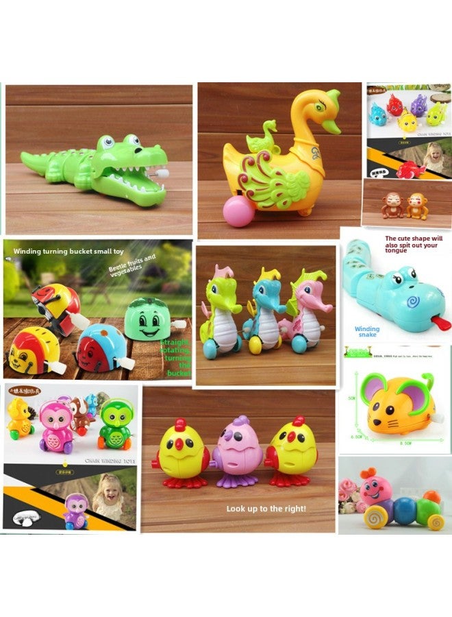 Chain-winding Toy Chain Chick Tin Nostalgic Toy Tin Frog Stall Supply Toy-Color:Dolphin Top Ball - Image 2