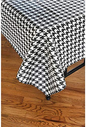 Havercamp Houndstooth Table Cover 54 x 108 Water and Tear Resistant Black and White Paper Cover Alabama Houndstooth