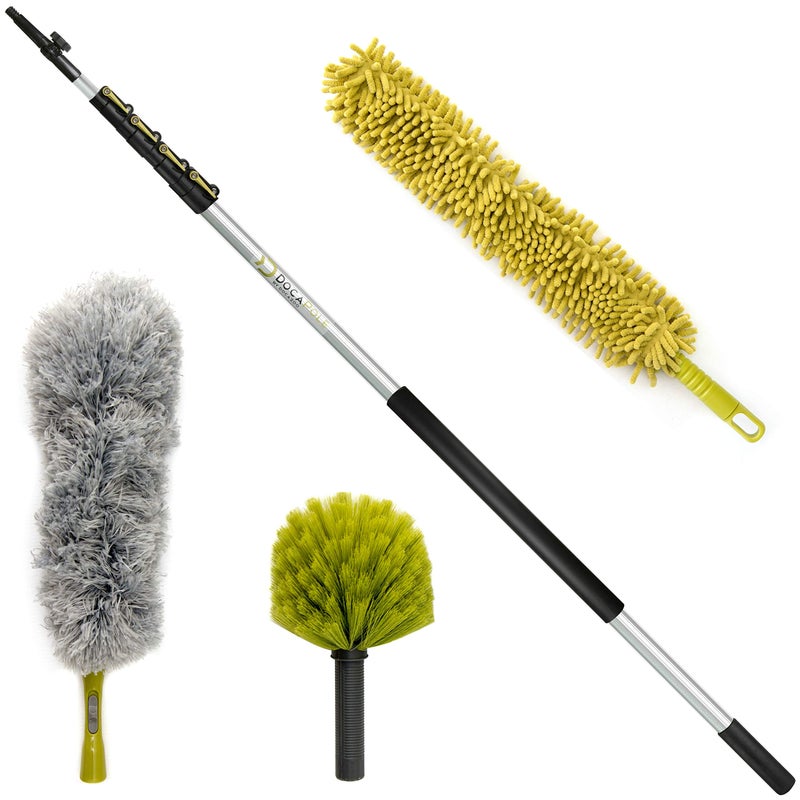 DOCAZOO DOCA Telescoping Pole 624 Ft  Extension Pole for Cleaning Feather Duster Window Washing Kit Paint Roller Window Squeegee  High Reach Extendable Kit for Indoor  Outdoor  Duster Kit 