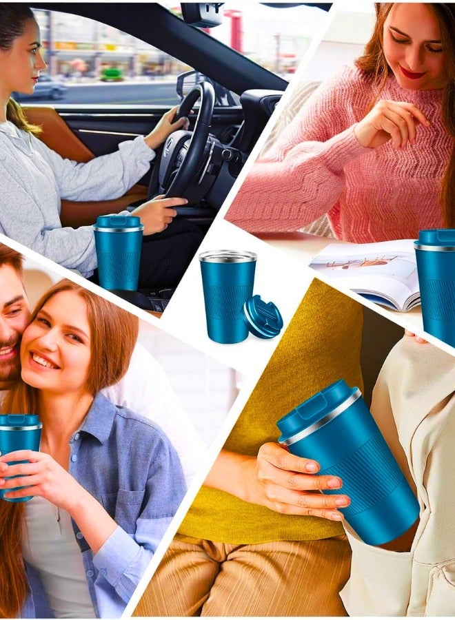 تشيس اب كوب قهوة للسفر مصنوع من الفولاذ المقاوم للصدأ بجدار مزدوج مفرغ من الهواء، كوب معزول للمشروبات الساخنة والمثلجة مع غطاء مانع للتسرب للاستخدام في المنزل والمكتب والصالة الرياضية والعمل في الهواء الطلق (أزرق دينيم، 380 مل) - Image 2