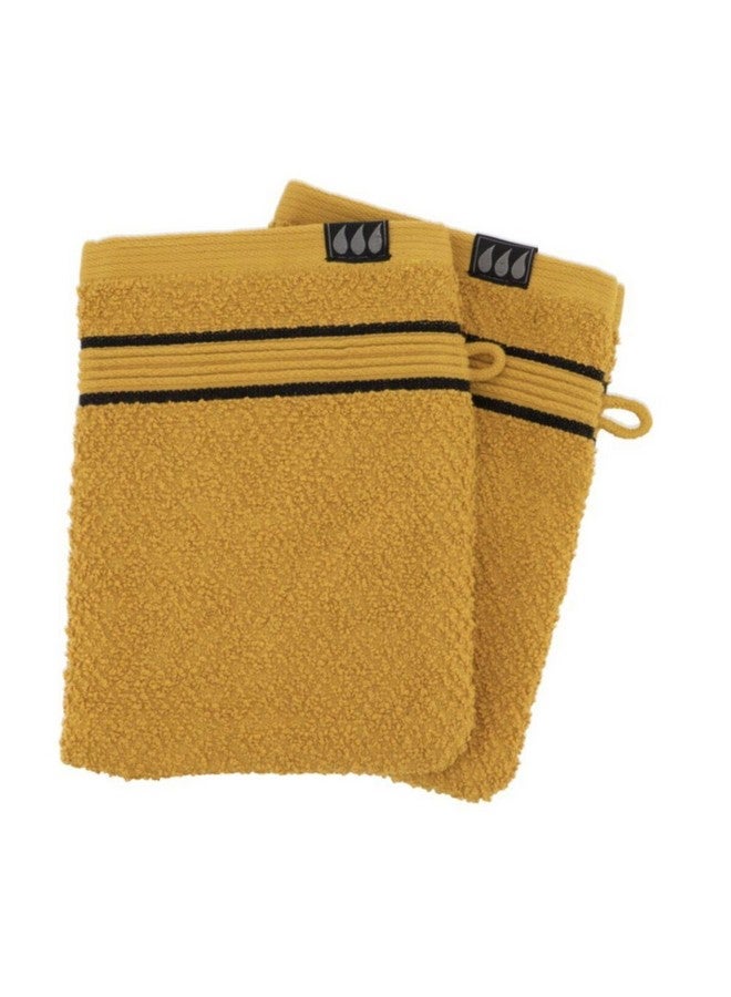 Tendance 2-Piece Premium Cotton Bath Glove Set Ochre and Black 15 x 21cm AA7011123 