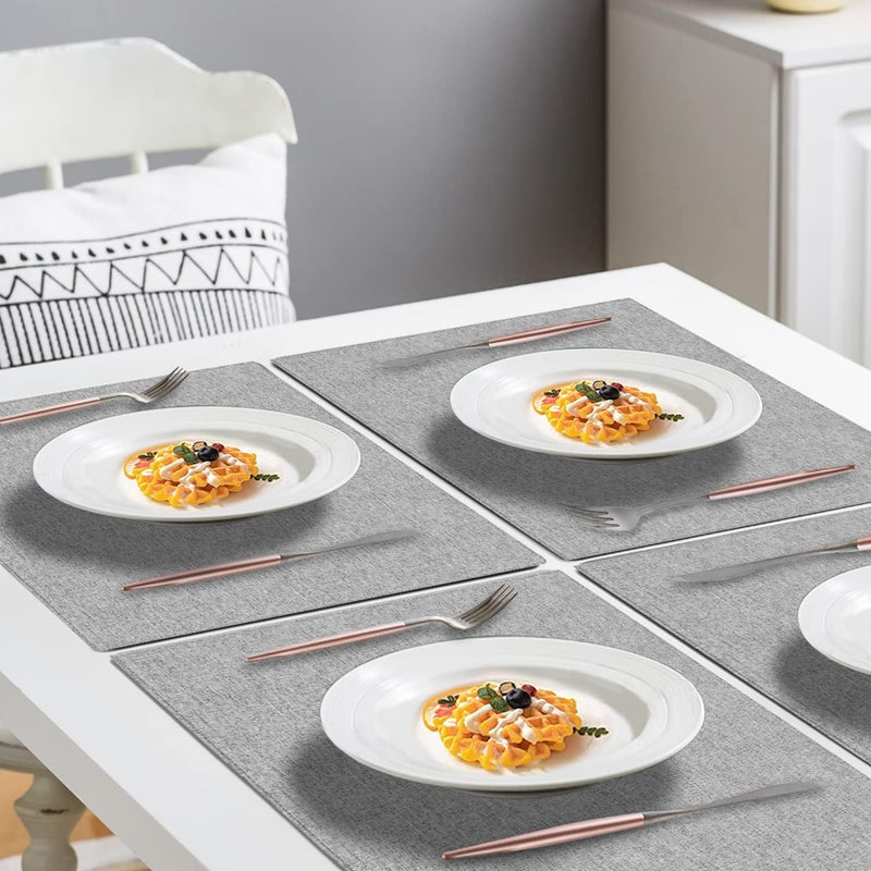 LANDVIEW Cloth Placemats Set of 6, Cotton Linen Blend Machine Washable Durable Linen Table Mats, Heat Resistant Placemats Wrinkle Free Place Mats for Dining Table, Easy to Clean (Light Grey, 6) - Image 4