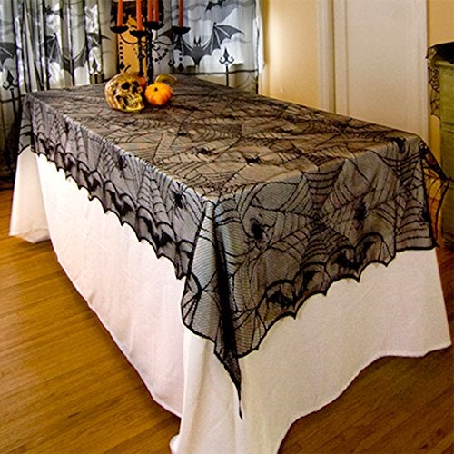 Bodosac Awtlife Halloween Lace Tablecloth Bat Spider Web For Halloween Party Decor 48"x96" - Image 4