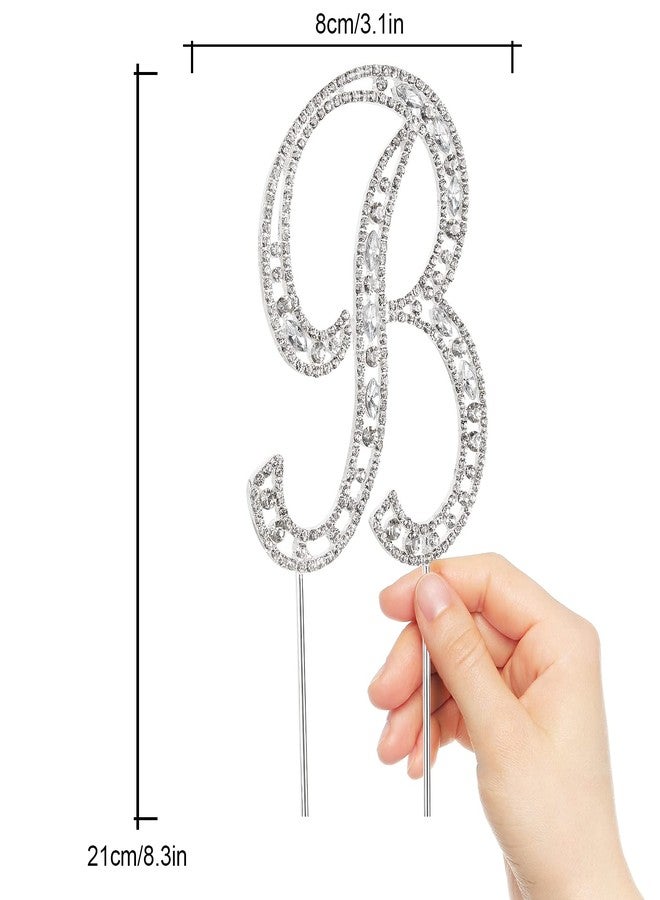 LINGPAR Letter B Cake Topper Rhinestone Crystal Silver Letter For Wedding or Anniversary Birthday Party Decoration Supplies - Image 4