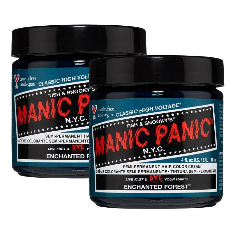 MANIC PANIC Classic Enchanted Forest Semi Permanent Hair Color  Deep Teal Green Hair Dye for Women  Men That Lasts 46 Weeks  Vegan Ammonia  CrueltyFree  Create  Mix Custom Shades 4oz  2pk