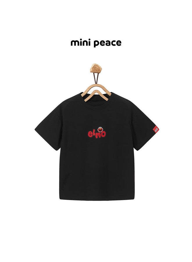 Minipeace Children's Clothing Summer New Boys' Short-sleeve T-shirt Facnf2249 Black 110cm - Image 4