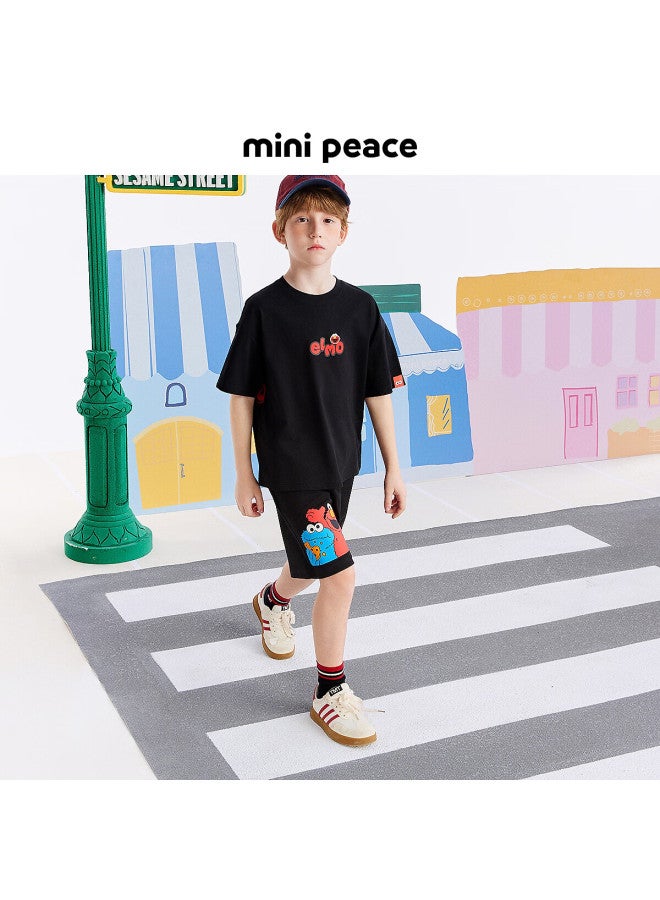 Minipeace Children's Clothing Summer New Boys' Short-sleeve T-shirt Facnf2249 Black 110cm - Image 2