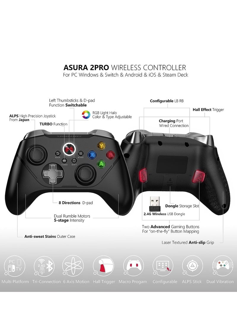 Gamepad Multimode BEITONGAsura2Pro Wireless Game Controller Switch Controller PC Gaming Controller, Compatible with Switch/Switch Lite/OLED/Windows/Steam Deck/Android & iOS,6 Axis Motion Control