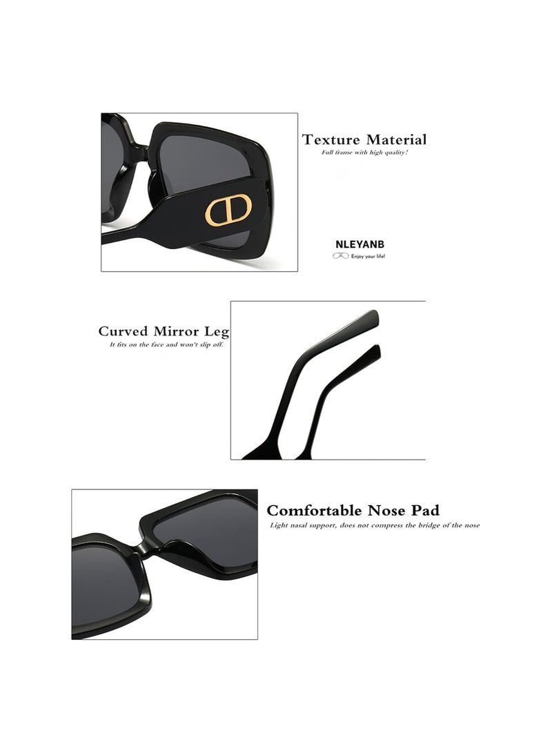 KASTWAVE 3 Pairs Oversized Square Sunglasses for Women Men, Y2K Retro Sunglasses UV400 Protection, Fashion Trend Vintage Sunglasses - Image 4