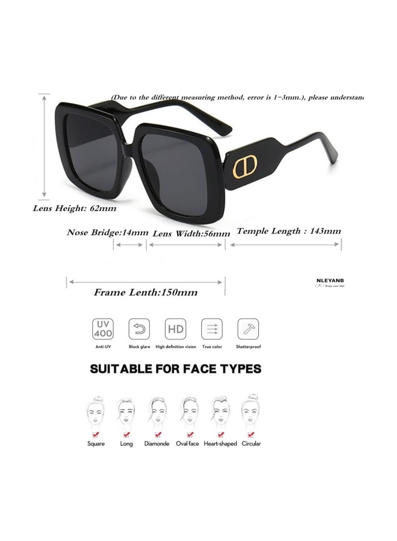 KASTWAVE 3 Pairs Oversized Square Sunglasses for Women Men, Y2K Retro Sunglasses UV400 Protection, Fashion Trend Vintage Sunglasses - Image 5