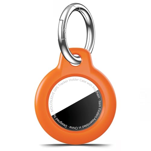 MOLOSLEEVE Case for AirTag 2nd Gen (2026) & 1st Gen, Shockproof Holder Anti-Scratch Protective Cover for Air Tags, Men's Women's Keyrings & Keychains for Keys, Luggage, Bags, Orange - Image 1