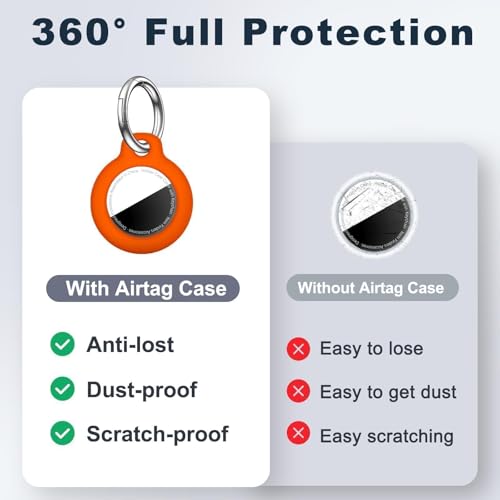 MOLOSLEEVE Case for AirTag 2nd Gen (2026) & 1st Gen, Shockproof Holder Anti-Scratch Protective Cover for Air Tags, Men's Women's Keyrings & Keychains for Keys, Luggage, Bags, Orange - Image 4