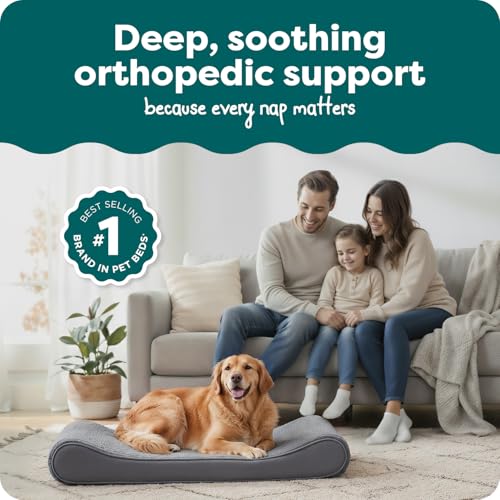 FurHaven Orthopedic Dog Bed for Large Dogs Luxe Lounger Contour Mattress with Solid Orthopedic Foam Slab for Joint Support Removable Washable Cover Jumbo XL Plush Suede Gray - Image 3