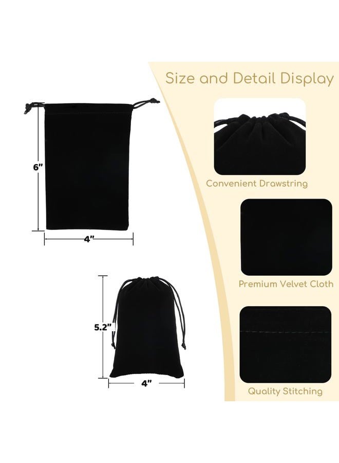 Tapleap Velvet Bags, Black Jewelry Pouch, 4x6 inches Small Drawstring Pouch, For Wrapping Mini Gift, Coin, Bracelet - Image 2