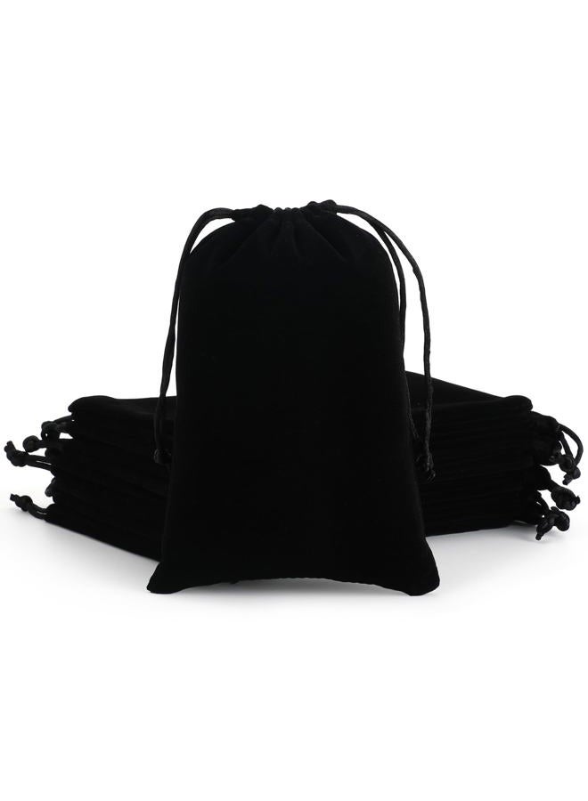 Tapleap Velvet Bags, Black Jewelry Pouch, 4x6 inches Small Drawstring Pouch, For Wrapping Mini Gift, Coin, Bracelet - Image 1