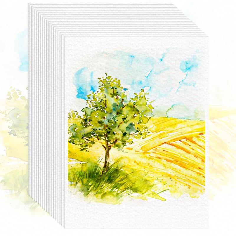 Donyang 64 Sheets Watercolor Paper, 5"x7" Water Color Paper, 140lb/300gsm Artist Sketch Easel Acrylic Painting Loose Drawing Paper Bulk, Art Supplies for Kids Child Adults, Watercolors, Watercolor Paint Set - Image 1