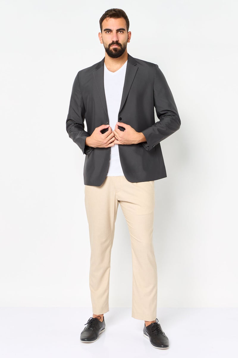 SELECTED Men Regular Fit Solid Semi-Formal Blazer, Dark Grey - Image 3