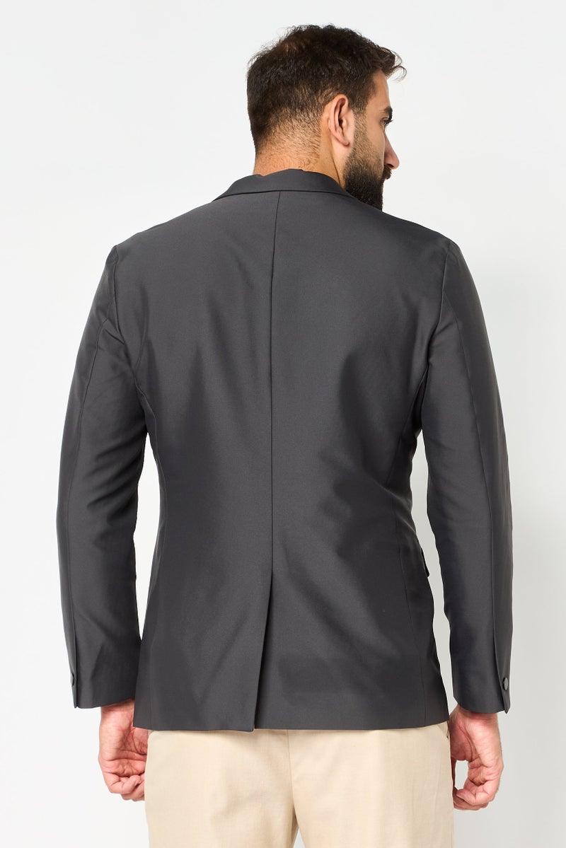 SELECTED Men Regular Fit Solid Semi-Formal Blazer, Dark Grey - Image 2