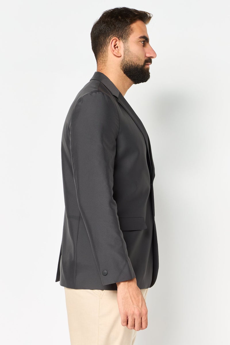 SELECTED Men Regular Fit Solid Semi-Formal Blazer, Dark Grey - Image 4