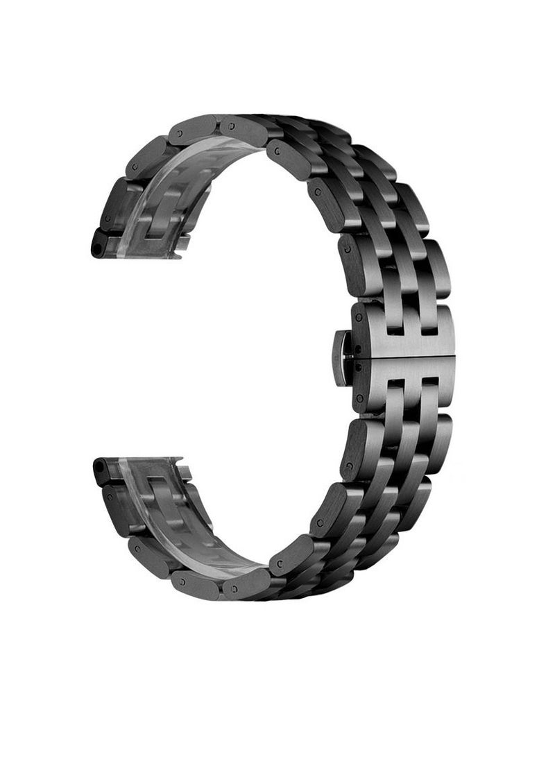 سوار من الفولاذ الغير قابل للصداء مناسب لساعات سامسونج وهواوى بمقاس 22 لون اسود - Image 1