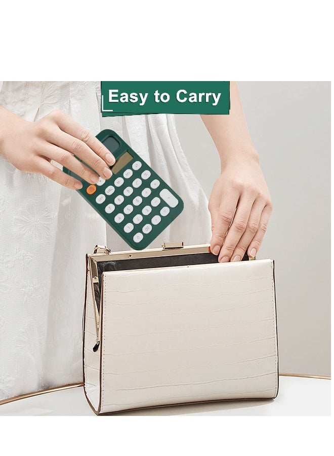 12 Digit Standard Calculator Office Desk with Large LCD Display for School Home and Business Use Automatic Sleep Hold one Hand Battery Solar Powered Green - Image 2