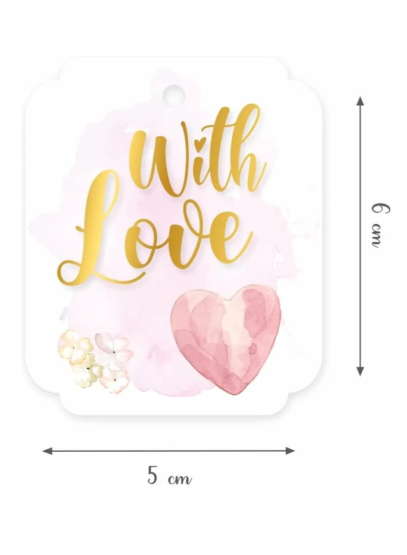 pack of 50 Love Gift Tags paper cardboard design valentine With Jute String for attaching to Gift Box, Cake Box. - Image 2