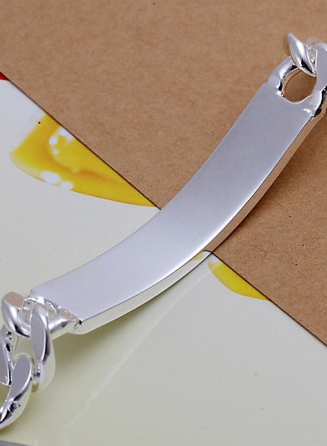 ارواق سوار مجوهرات فضي كلاسيكي للرجال، سوار شريط سلسلة ربط ميامي كوبي فضي 10 ملم، سلسلة مجوهرات أنيقة للرجال سوار هندسي فضي - Image 4