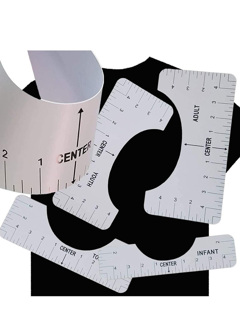 Zikra Tshirt Ruler T Shirt Alignment Tool Acrylic T-Shirt Ruler Guide to Center Designs for Vinyl and HTV Alignment Tool (Style B- 4PCS) - Image 3
