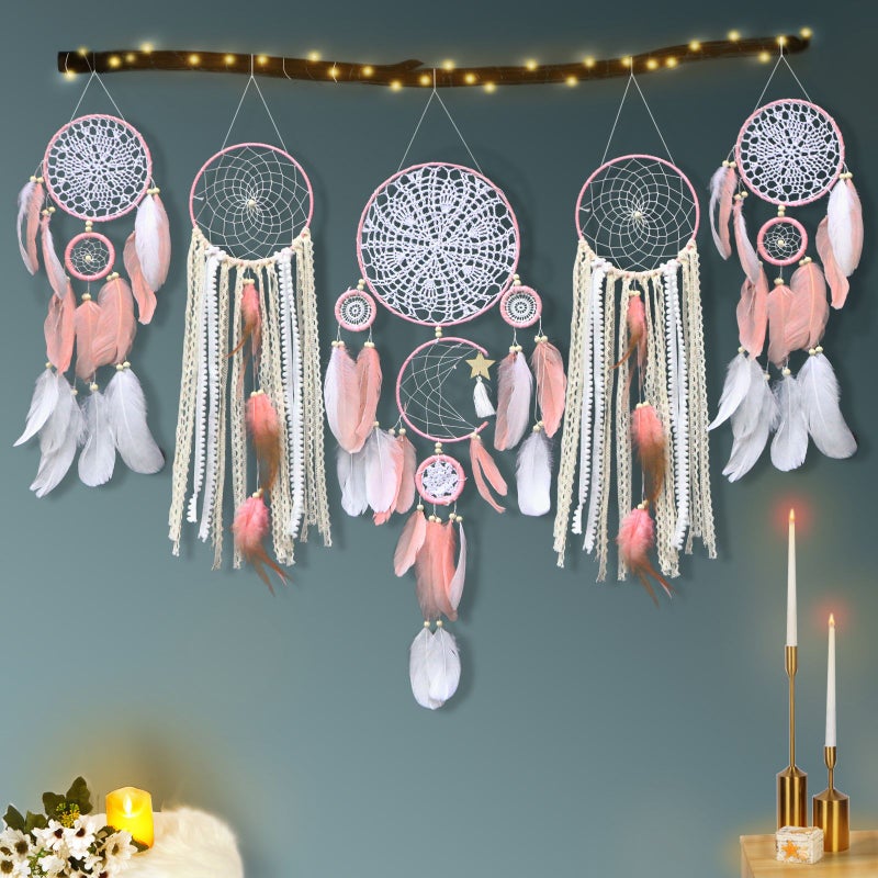 Black Handmade Bohemian Wall Hanging Set of 5 for Bedroom Wedding Home Decor - Image 5