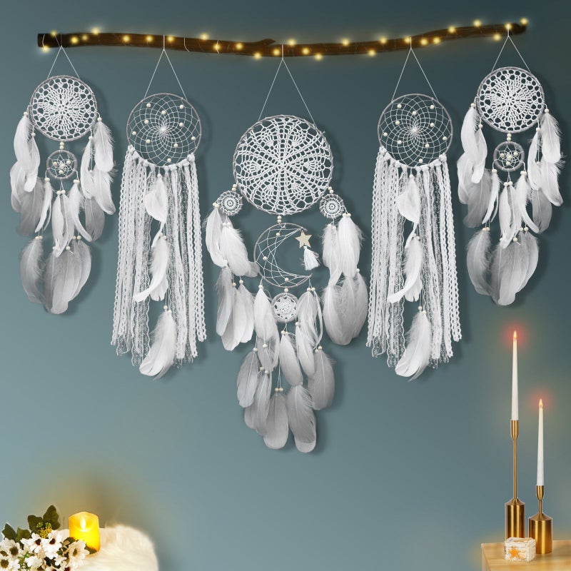 Black Handmade Bohemian Wall Hanging Set of 5 for Bedroom Wedding Home Decor - Image 2