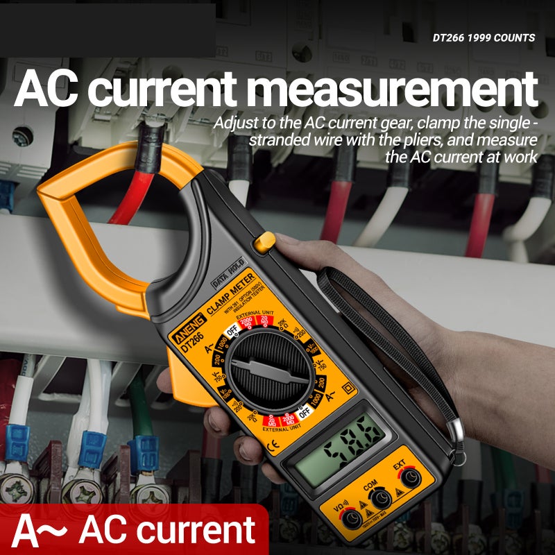 ANENG DT266 LCD 1999 Count Digital True RMS Professional Clamp Meter AC/DC Current Voltage Tester Multimeter Pliers Ammeter with LCD Display - Image 4