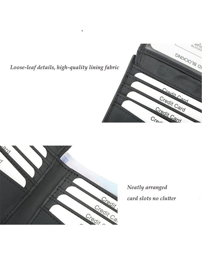 Generic - RFID Blocking Buckle Men's Genuine Leather Wallet - Bifold Genuine Leather Wallet Flat Black Genuine Leather Scratch Resistant Wallet Secure Wallet Stylish And Durable - Image 1