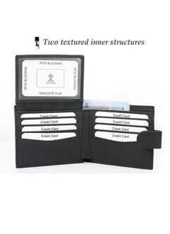 Generic RFID Blocking Buckle Men's Genuine Leather Wallet - Bifold Genuine Leather Wallet Flat Black Genuine Leather Scratch Resistant Wallet Secure Wallet Stylish And Durable  - Image 4