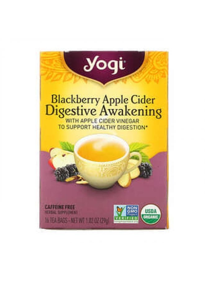 Yogi Tea - Yogi Tea, Digestive Awakening, Blackberry Apple Cider, Caffeine Free, 16 Tea Bags, 1.02 oz (29 g) - Image 1