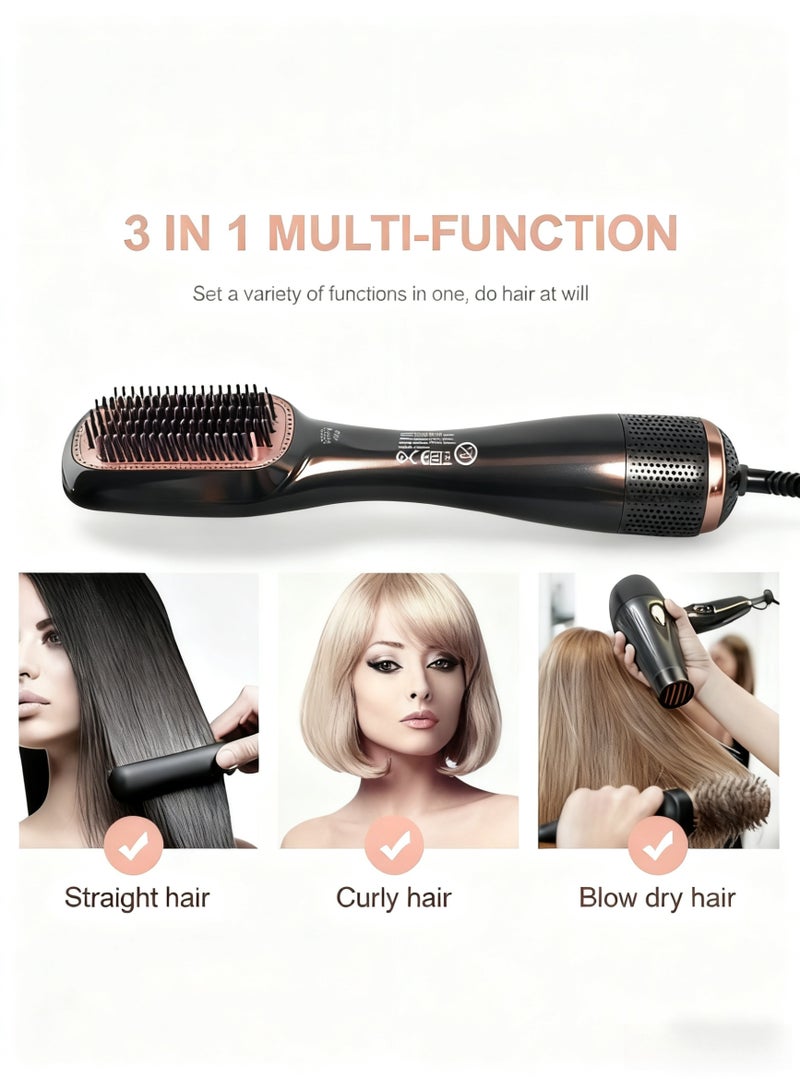 3 in 1 Professional Hair Dryer Brush - 1200 Watt Ceramic Dryer & Styler | Fast Drying & Styling Tool （Black/Beige） - Image 2
