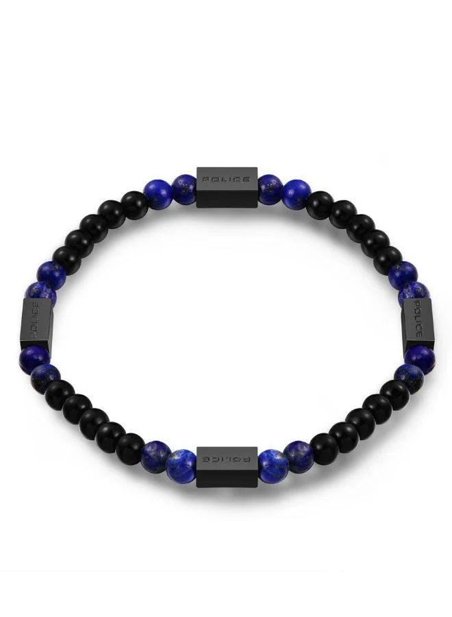 POLICE Urban Color Gunmetal Stainless Steel Black and Blue Beads Bracelet for Men