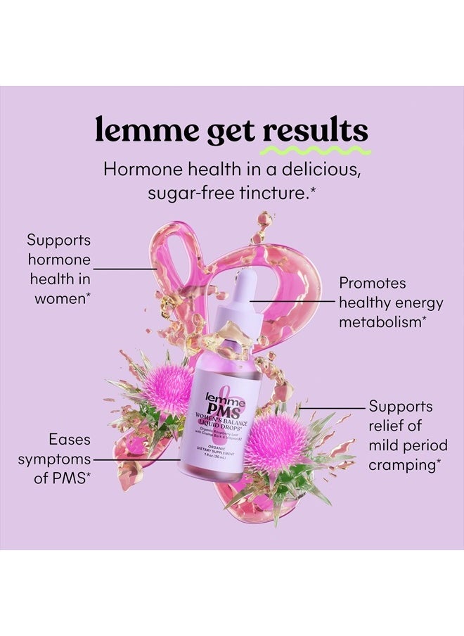 Lemme PMS Hormone Balance for Women Liquid Drops, PMS & Mild Period Cramping Relief, 10-in-1 Herbal Blend with Raspberry Leaf, Dong Quai, Cramp Bark, Reishi & B2, Organic, Sugar-Free, 1 fl oz  - Image 3