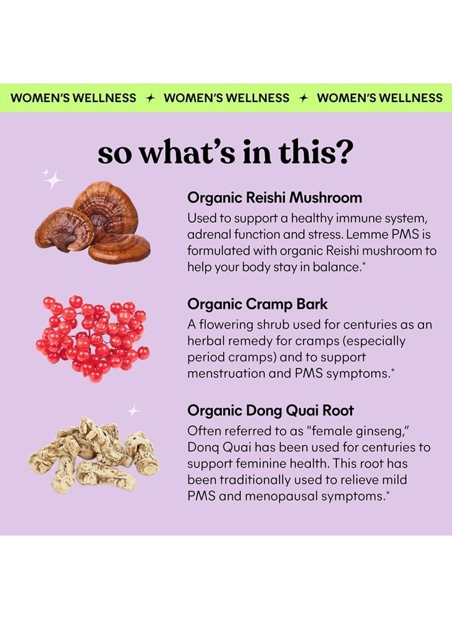Lemme PMS Hormone Balance for Women Liquid Drops, PMS & Mild Period Cramping Relief, 10-in-1 Herbal Blend with Raspberry Leaf, Dong Quai, Cramp Bark, Reishi & B2, Organic, Sugar-Free, 1 fl oz  - Image 4