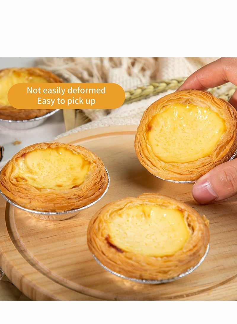 Excefore 100 pcs Foil Trays Muffin Cases,  Foil Bun Cases Tin Foil Trays, Foil Pie Trays Cake/Cake Tins, Mini Egg Tart Cases, Small Foil Pie Dishes Custard Tart Foils, Pastry Dish Aluminium Mold Cups - Image 3